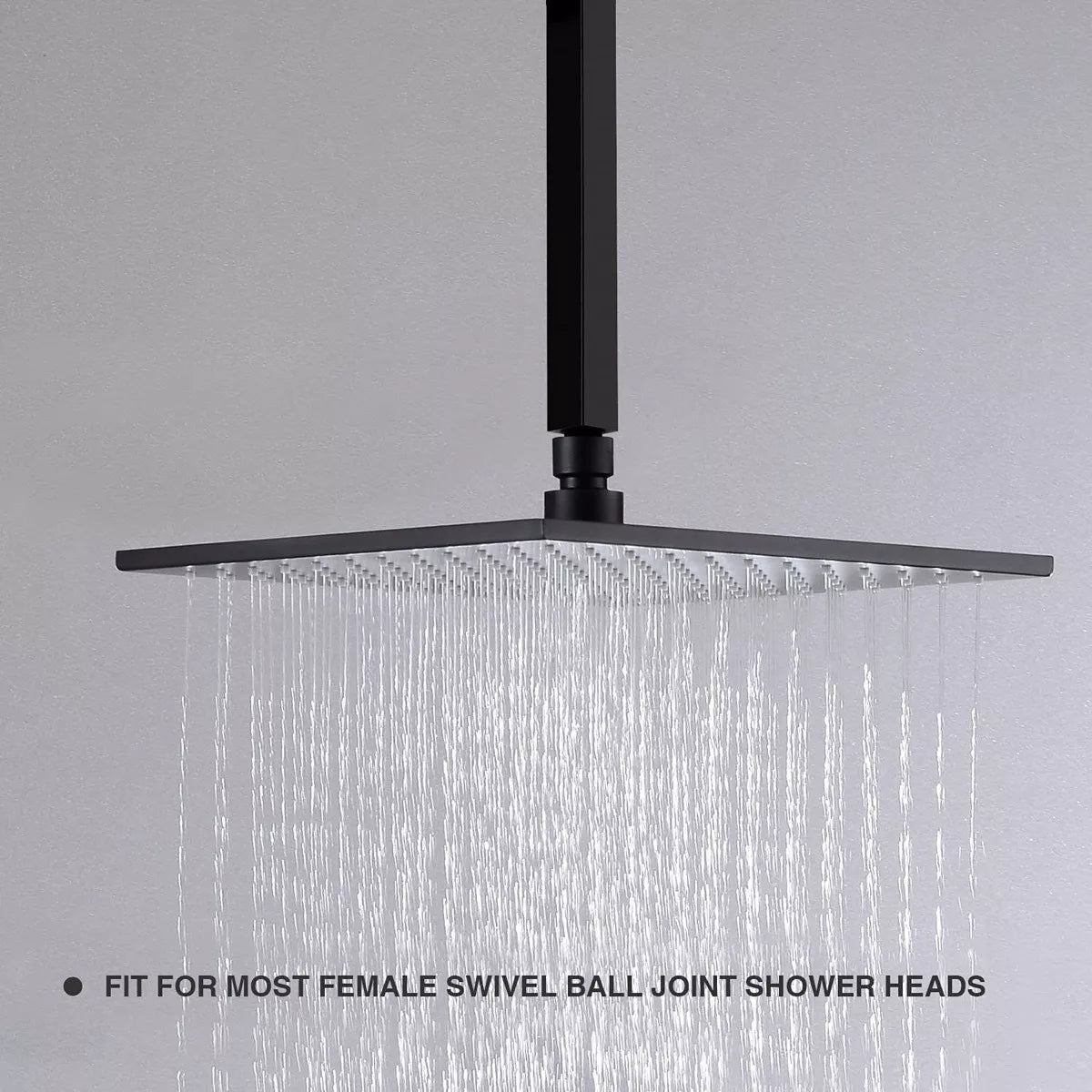 Cuello Techo Regadera Meer Negro Mate 40cm Acero Inoxidable