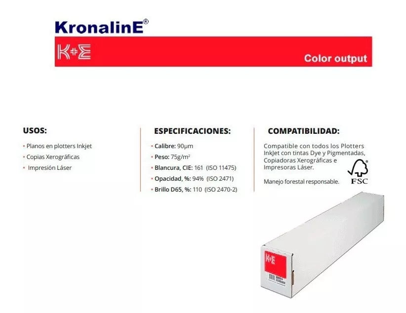 Papel Bond Kronaline Ink-jet Diplomat Ke505 Ploter Rollo