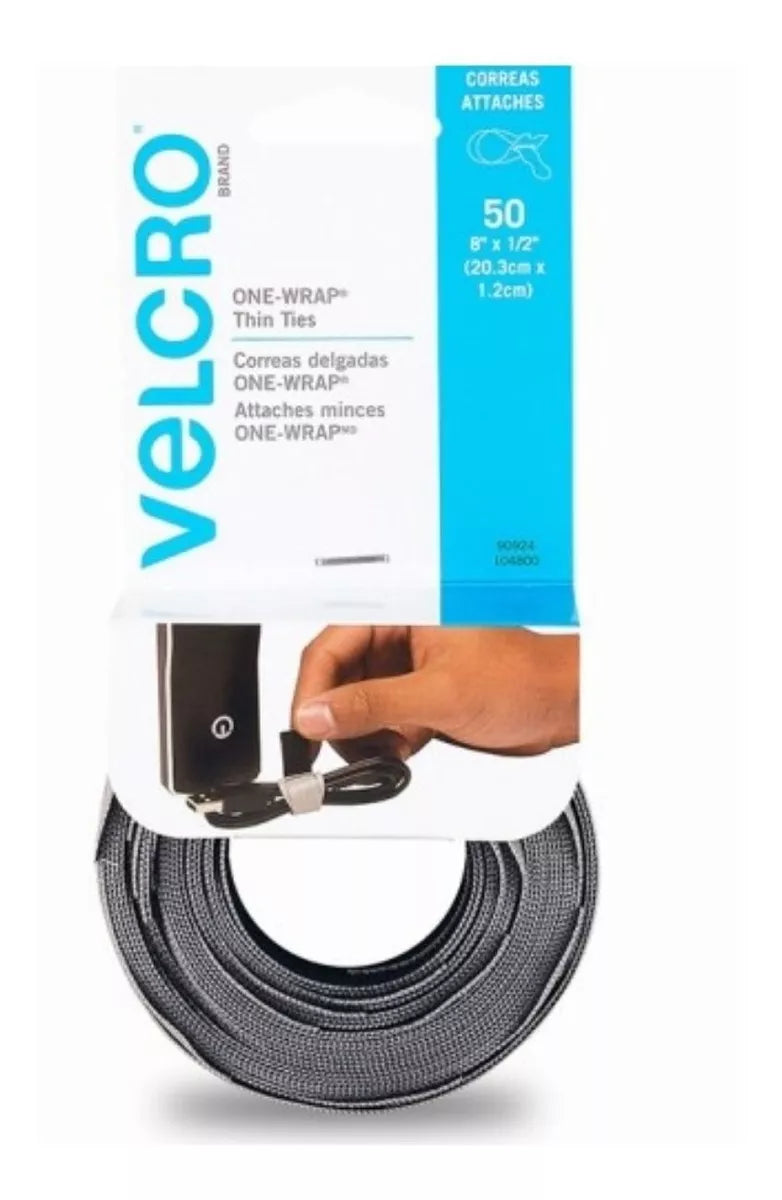 50pz Correa Organizadora Velcro Amarre Cables Sujeción