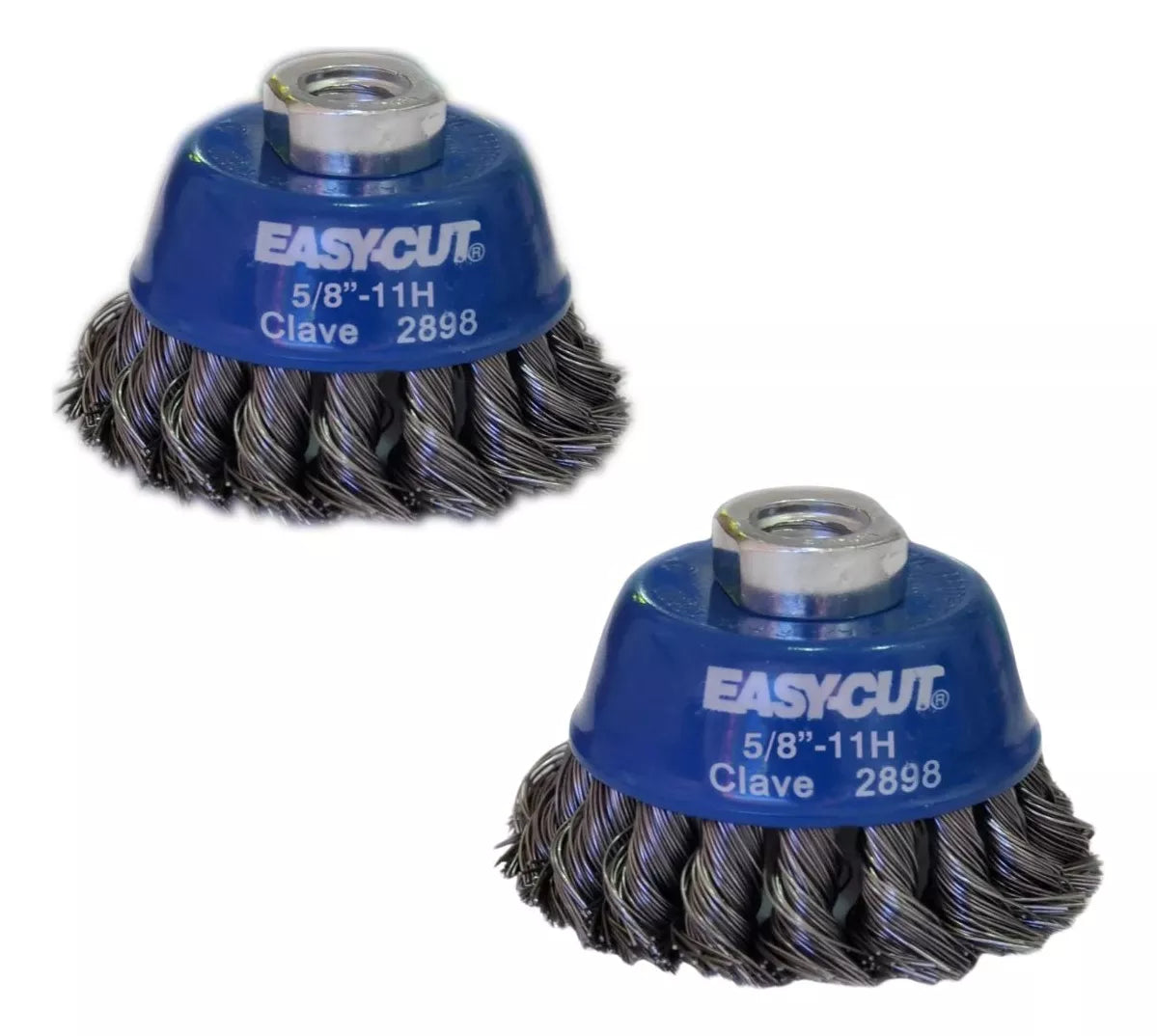 2pz Cepillo Copa Trenzado 2898 Tenazit Limpieza Metales Azul