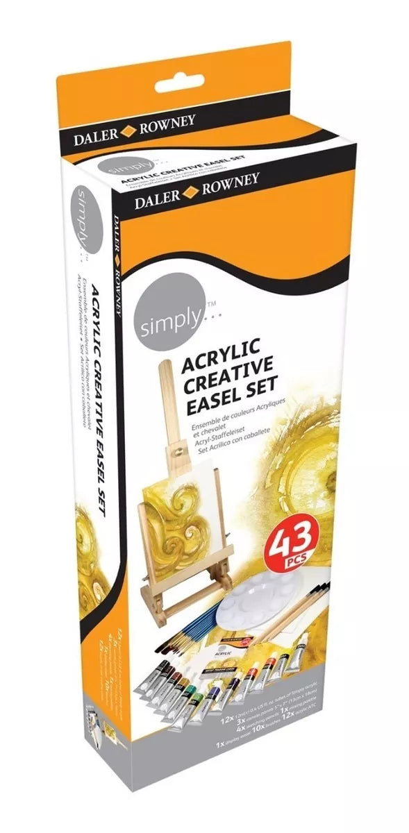 Set 43 Piezas Caballete Acrílico Daler Rowney Simply Creativo