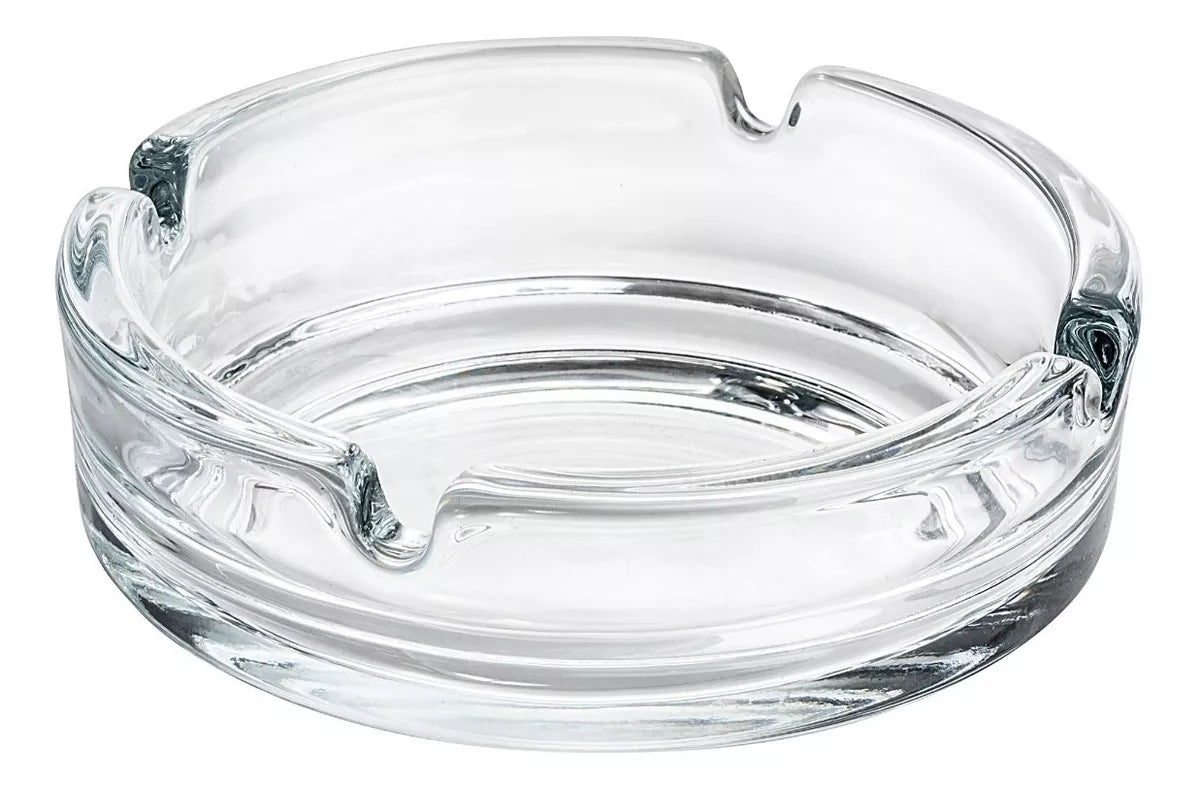 Set De 2 Cenicero Vidrio Fino Redondo Cristal Liso Grande