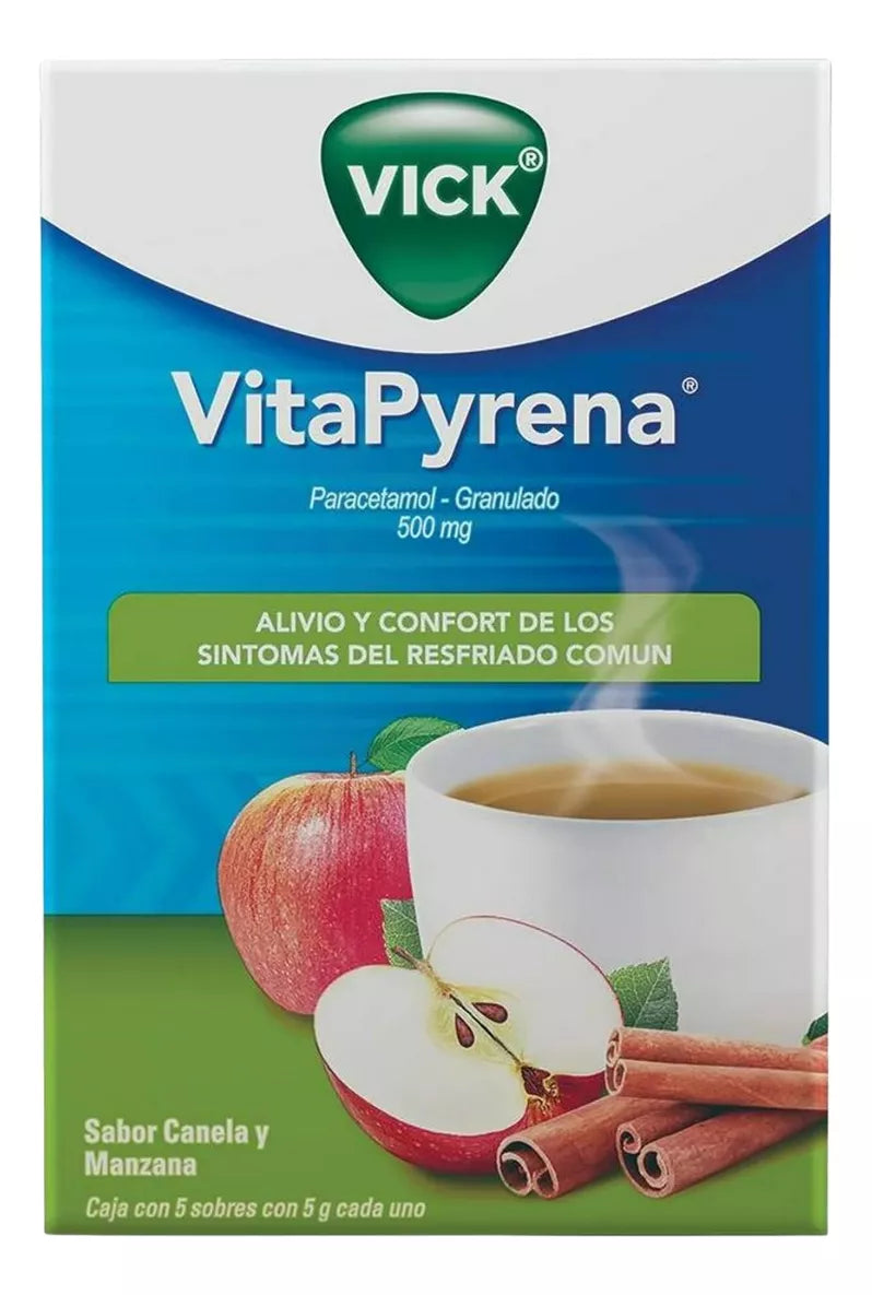 5 Sobres Antigripal Vick Pyrena Sabor Manzana Y Canela 5 G