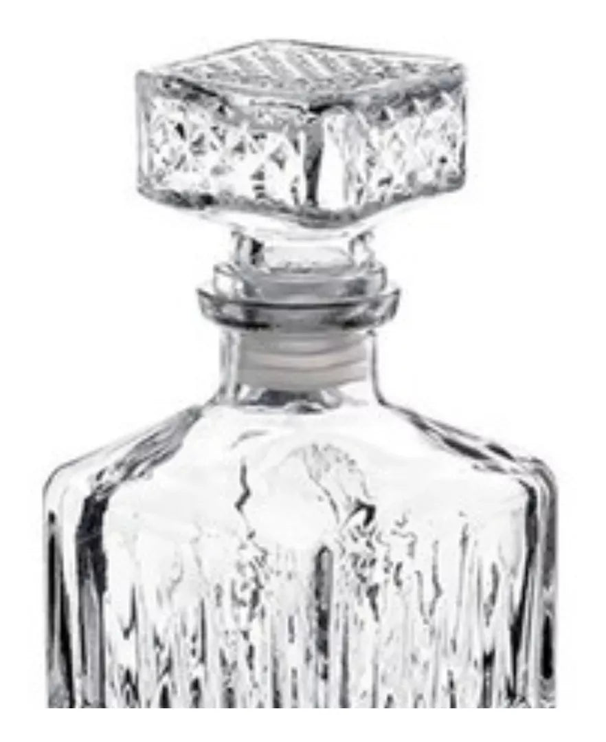 2 Pz Licorera Cuadrada Grande Rodas 750ml Vidrio Cristal