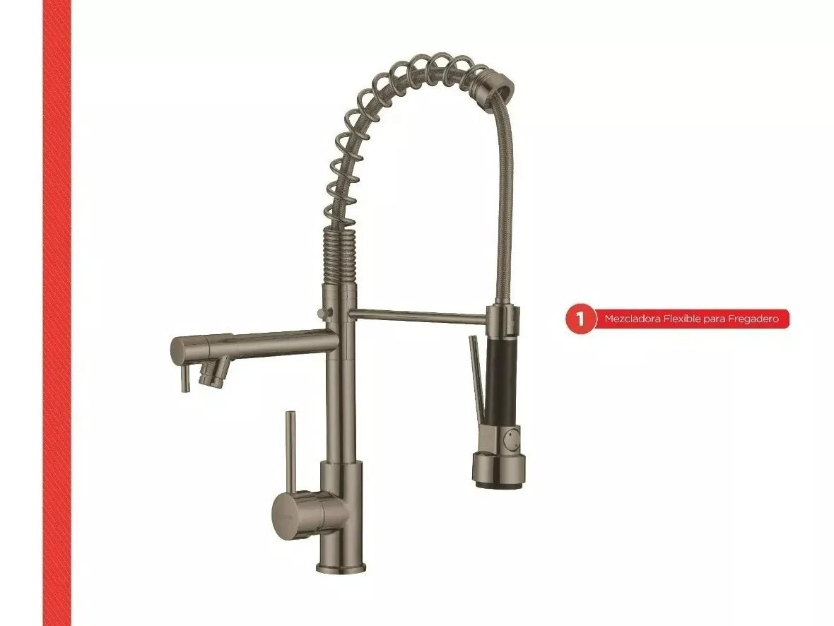 Mezclador Monomando Flexible Meer Niquelado Color Plateado