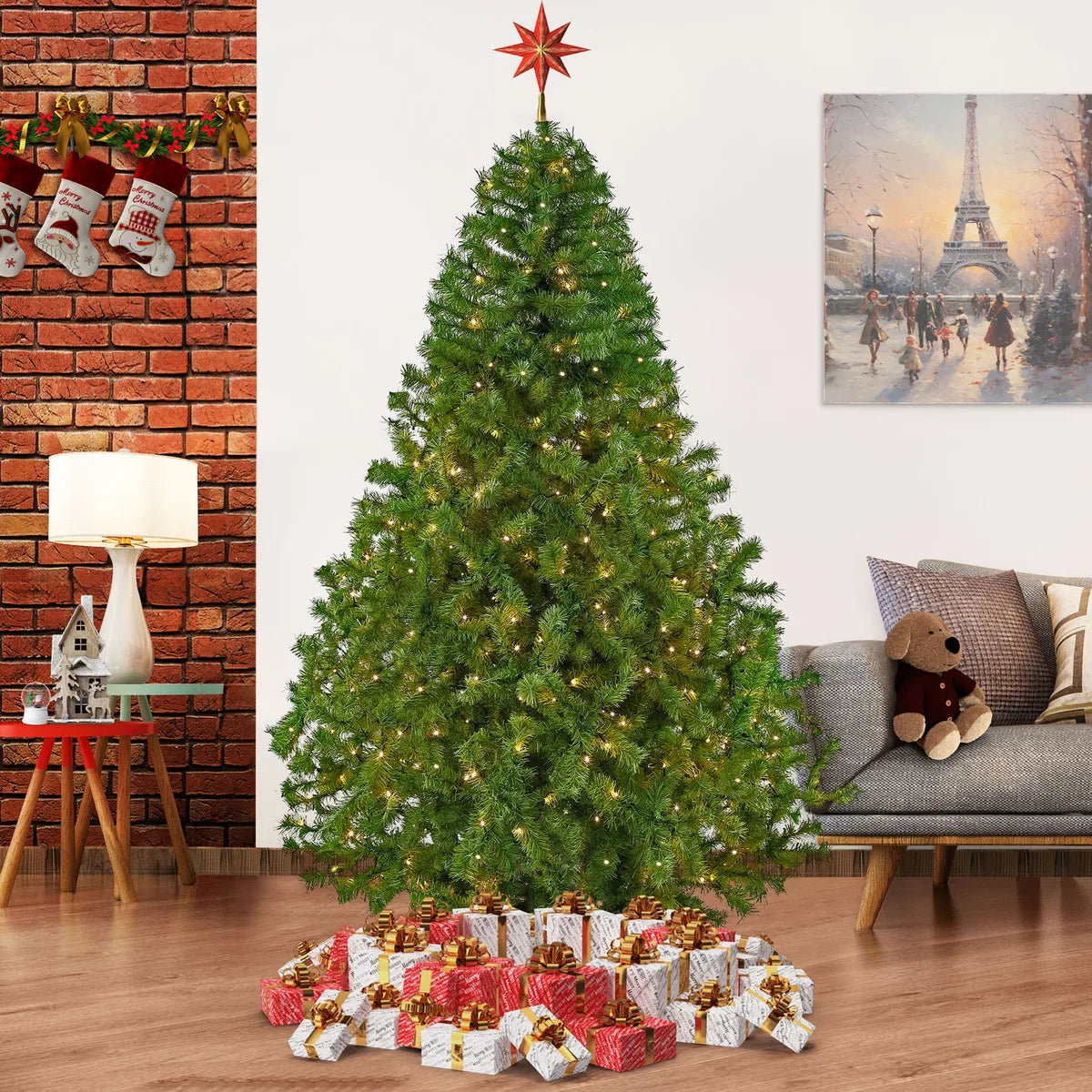 Arbol Navidad Naviplastic Pino Canadiense 2.2m 512 Luces Led Color Verde