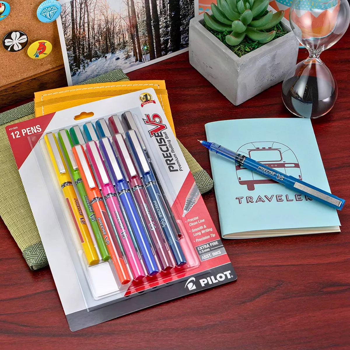 12 Bolígrafos Gel Pilot Pen Precise V5 Punto Extrafino 0.5mm