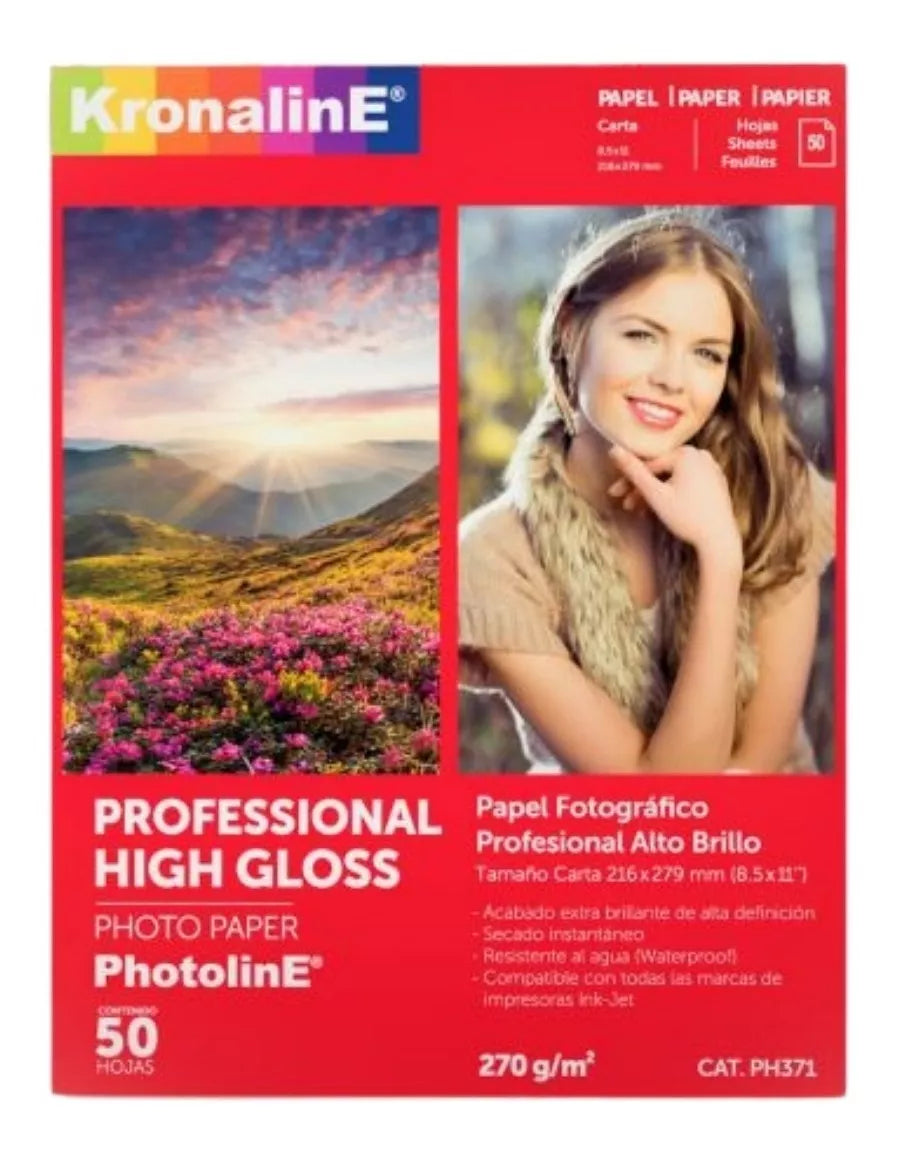 50 Hojas Papel Fotografico Brillante Carta Kronaline Ph371