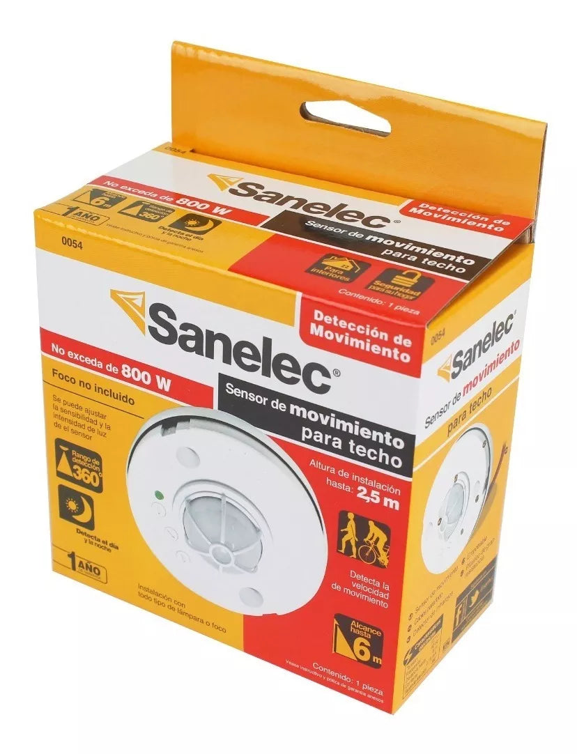 Lampara Sensor De Movimiento Para Techo Sanelec Ajustable