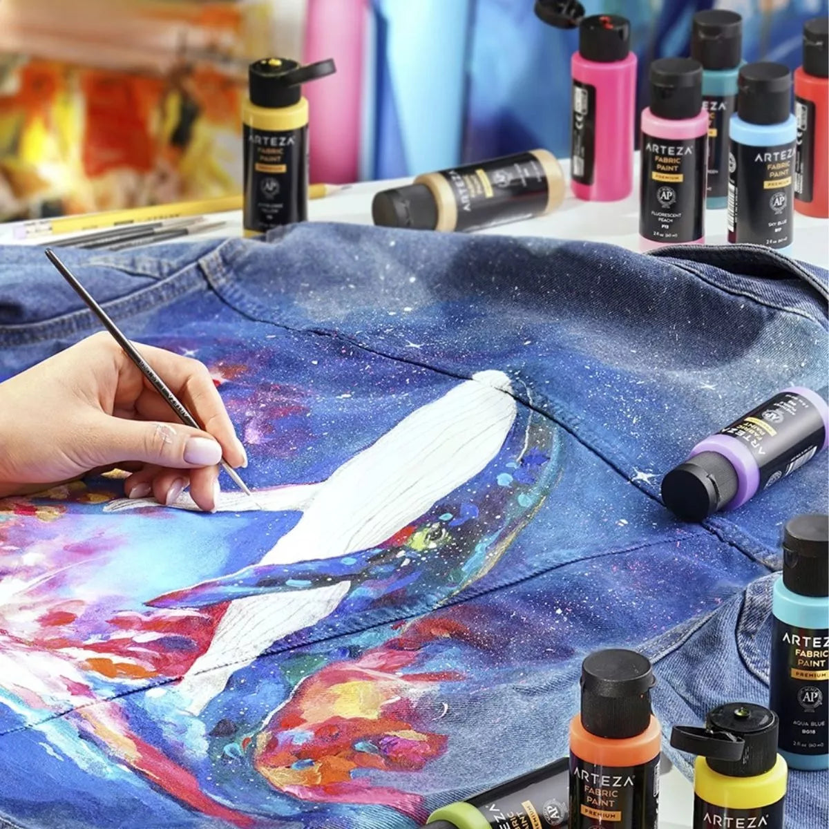 4 Botellas Pintura Acrilica Arteza 118ml Tonos Aqua