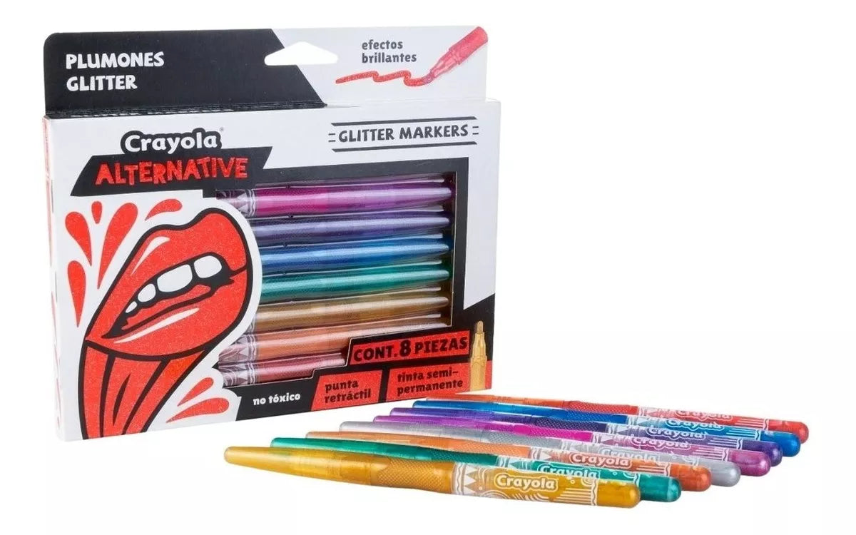 8 Plumones Glitter Alternative Markets No Tóxico Crayola