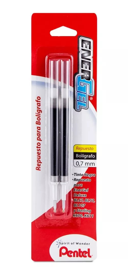 2 Repuestos Bolígrafo Pentel Lr7 Tinta Gel Líquida 0.7mm