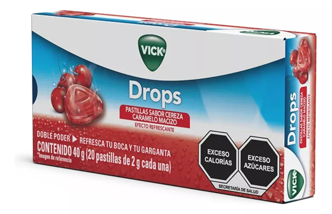 Pastillas Drops Vick Caja 20 Piezas Sabor Cereza Refrescante