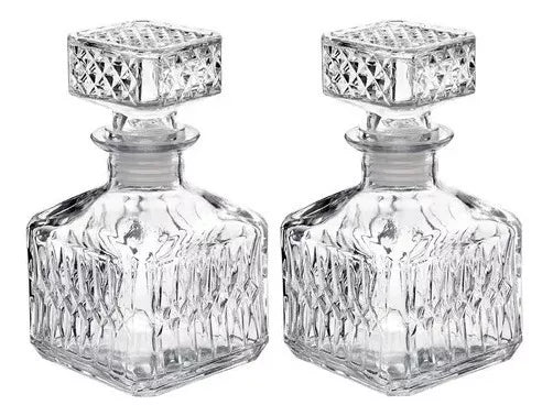 Juego 2 Licoreras Rodas Vidrio Cristal Resistente Vino 500ml