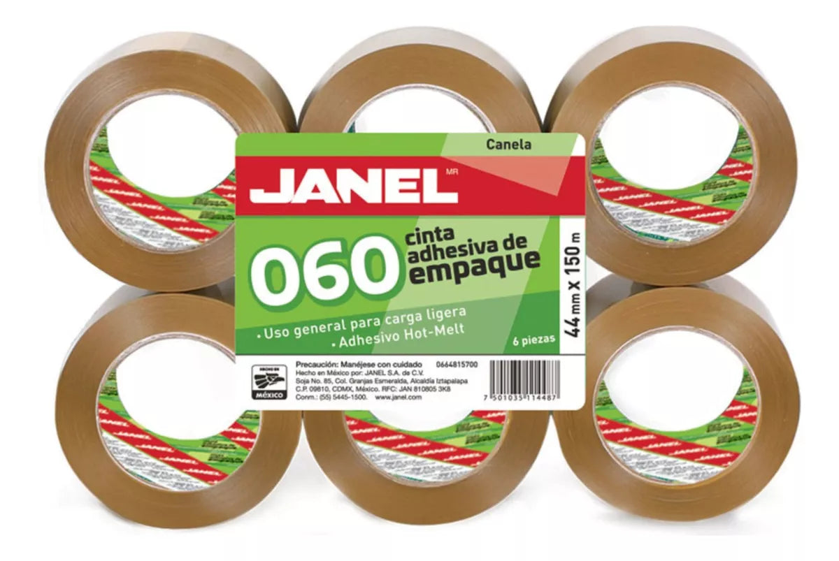 6 Pz Cinta Empaque Canela O Transparente Janel 060 48mmx150m