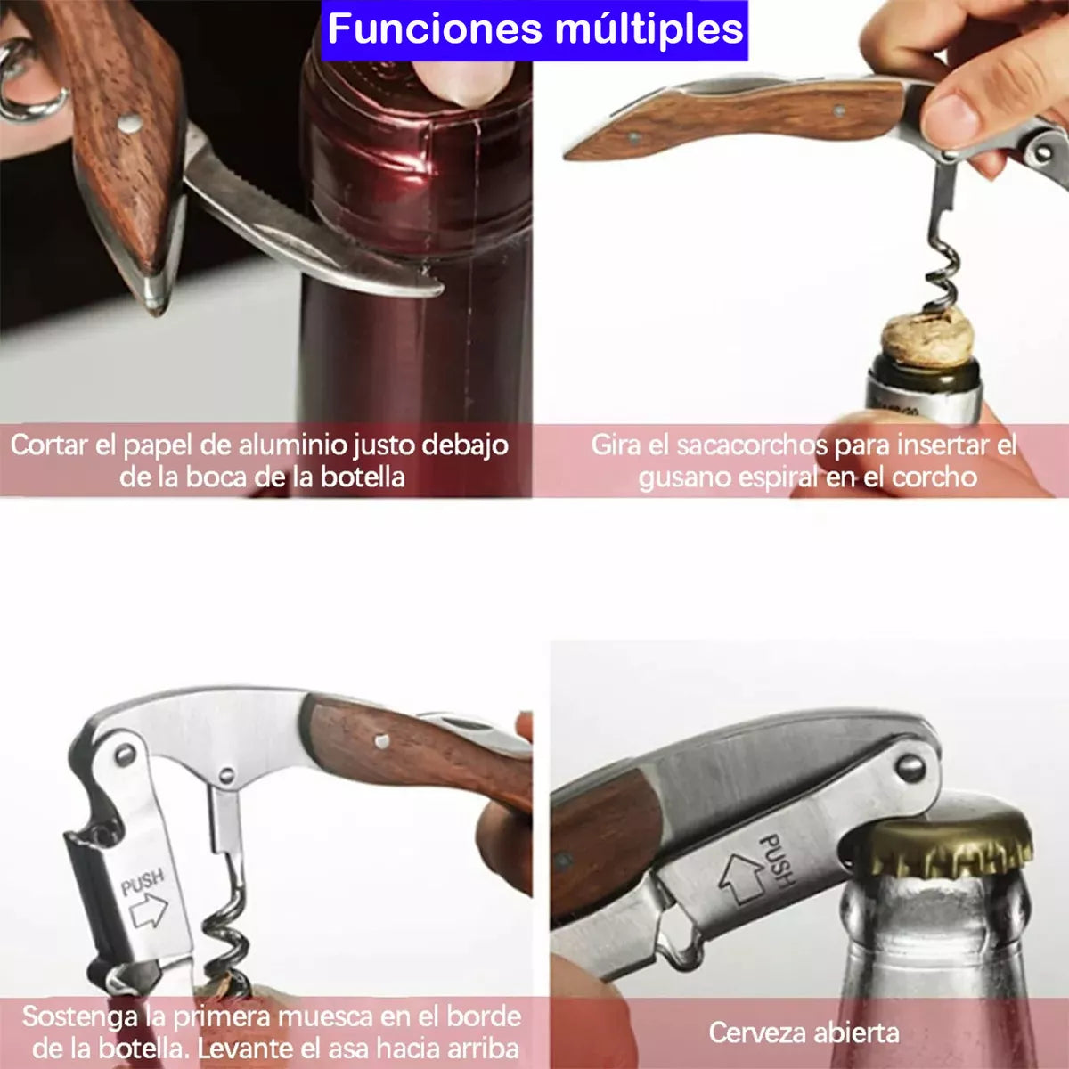 Sacacorchos Profesional Descorchador Destapador Vinos 5 Pzs