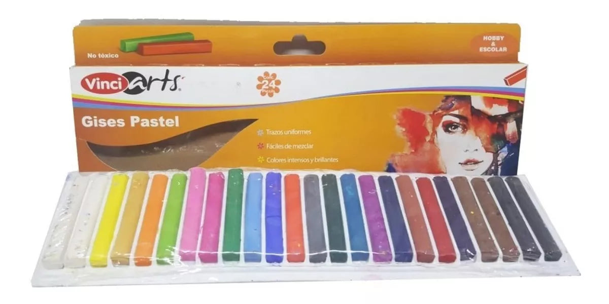 Gises Pastel Vinci Arts Colores Intensos No Tóxicos 24 Piezas