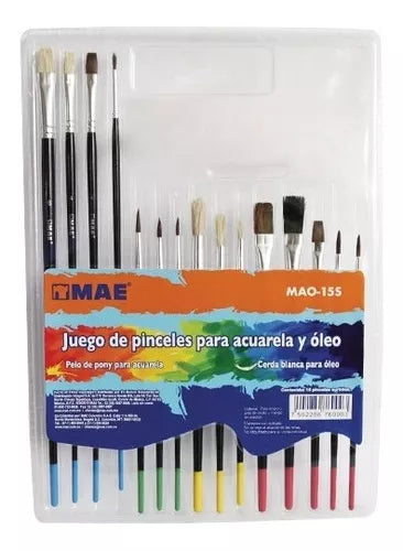 15 Pinceles Mixtos Acuarela Oleo Mae Pelo Pony