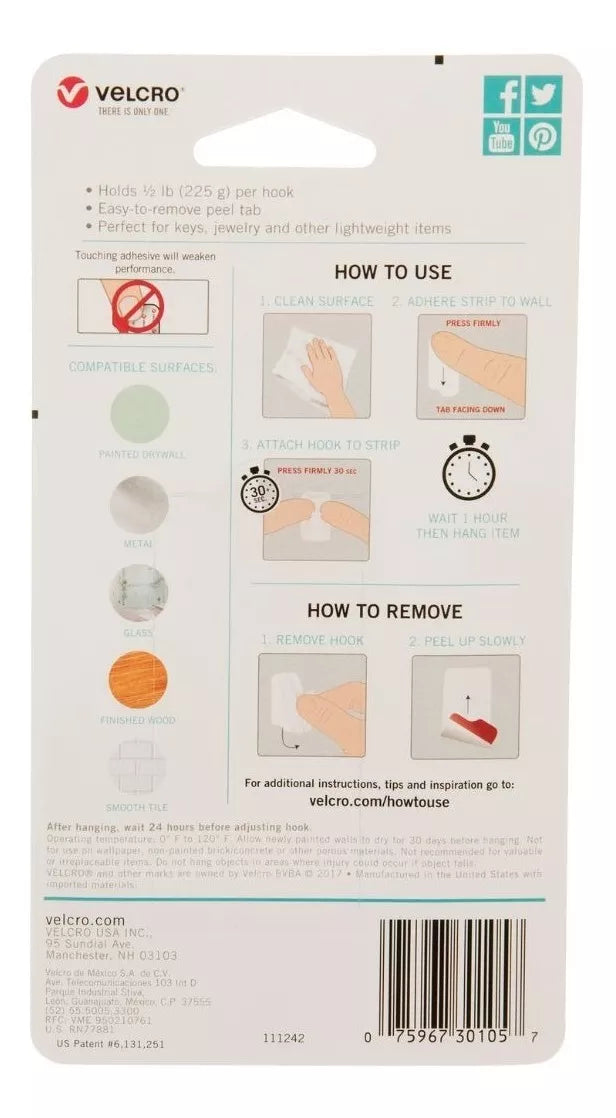 Paquete 4 Percheros Hangables Velcro Ganchos Adheribles Pared