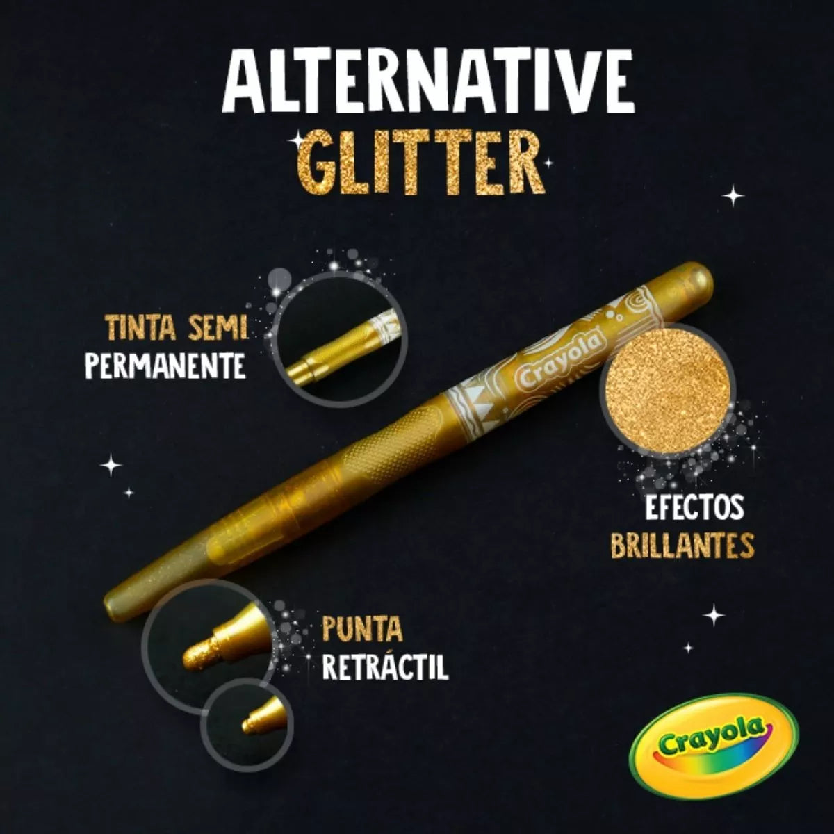 8 Plumones Glitter Alternative Markets No Tóxico Crayola