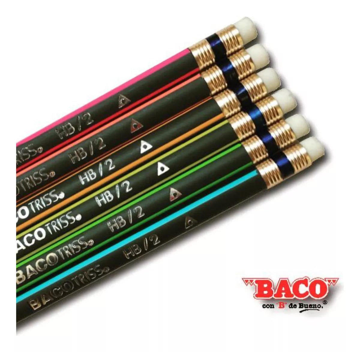Bote 50 Lapices Madera Grafito Hb/2b Goma Borrar Baco Triss