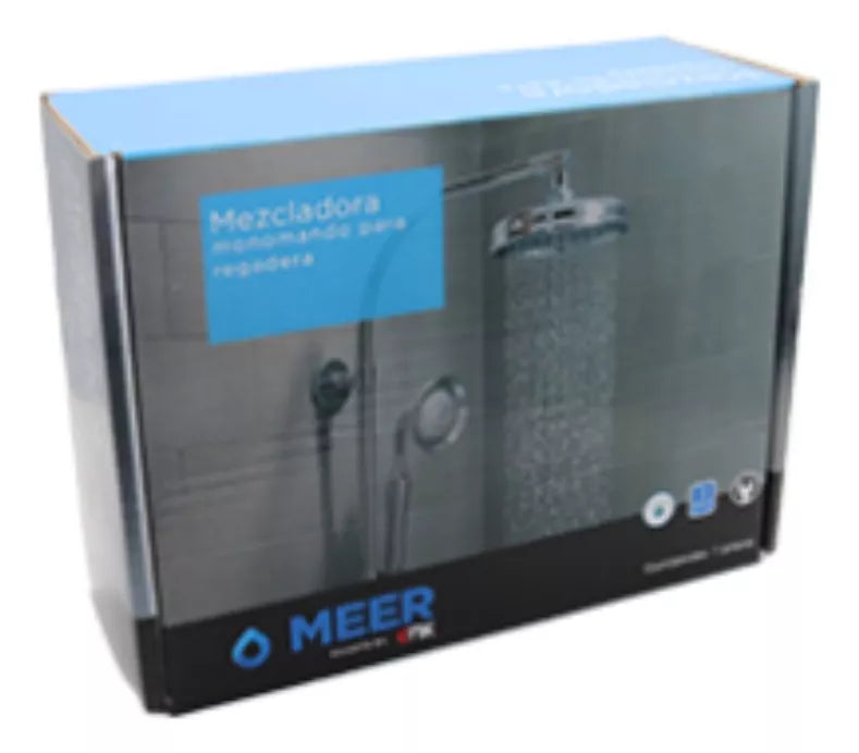 Mezcladora Monomando Cuadrada Meer Regadera Plateado Satin