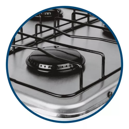 Estufa De Mesa Aksi 4 Quemadores Blanco Acero Inoxidable Color Blanco