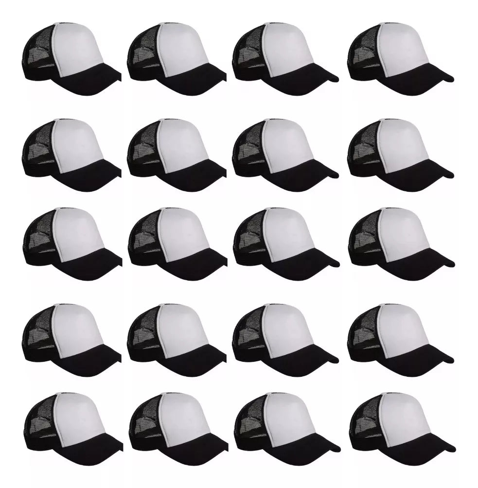 10 Pzas Gorra Sublimar Sublimacion Color Make Trucker Negro