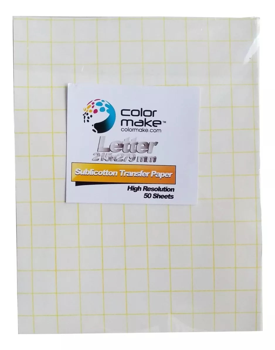 50 Hojas Papel Transfer Sublicotton Color Make