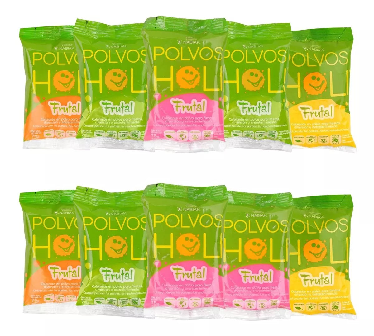 Polvos Holi Original Frutal 75gr Fiesta 10 Pack Envío Gratis