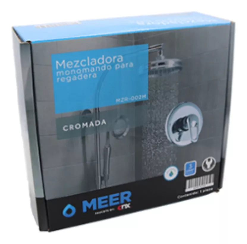 Mezcladora Monomando Redonda Meer Cromado Regadera