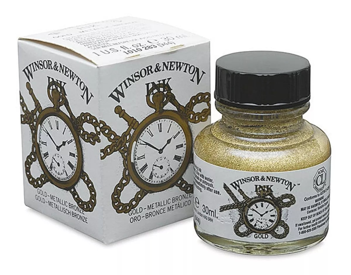 Tintero Tinta Caligrafía 30ml Winsor & Newton Oro Plata