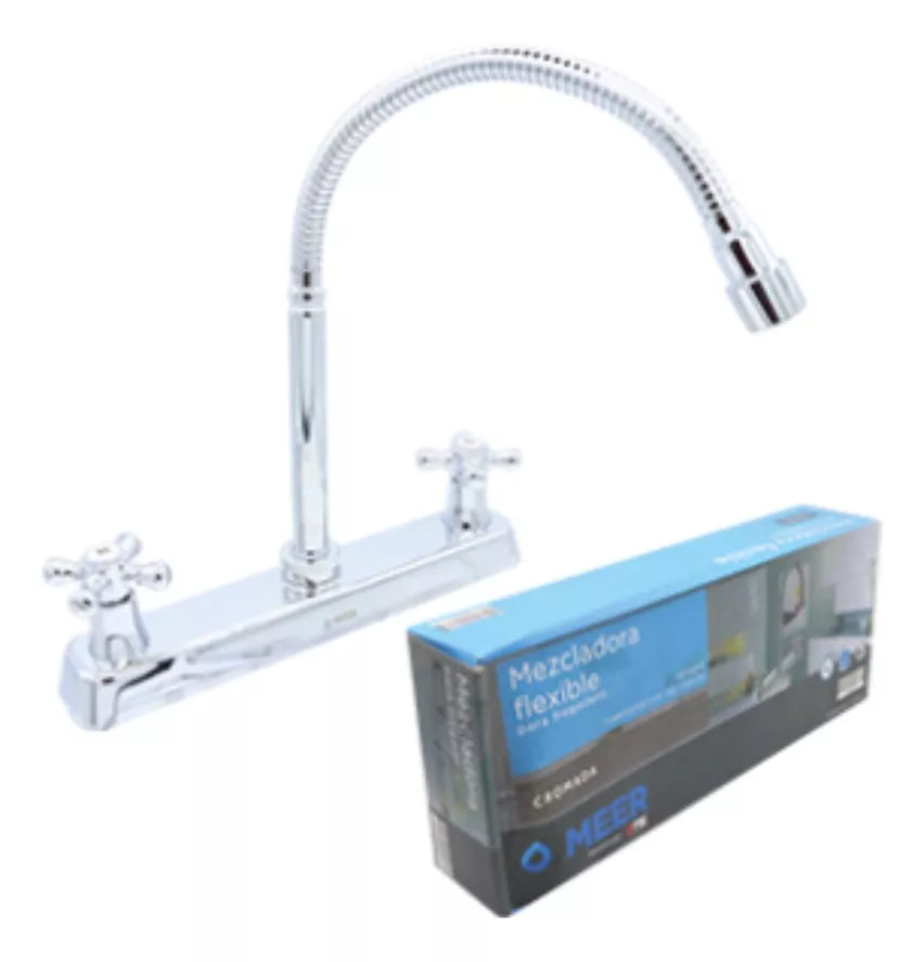 Mezcladora Flexible Fregadero Meer 1/4'' Vuelta Acero Inox