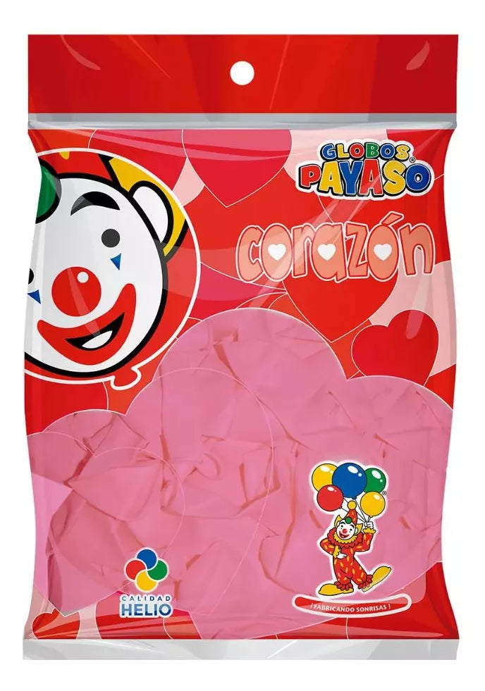 50pz Globos Payaso San Valentin Rojo-cereza Corazon N° H-10