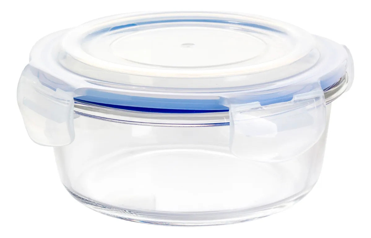 4 Contenedor Hermetico Vidrio Redondo Mediano 620 Ml