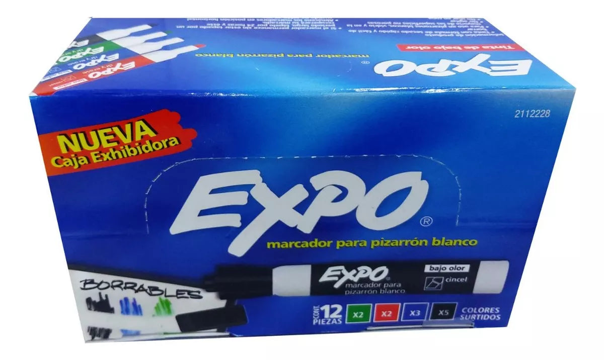 12 Marcadores Pizarron Colores Surtidos Expo Bajo Olor