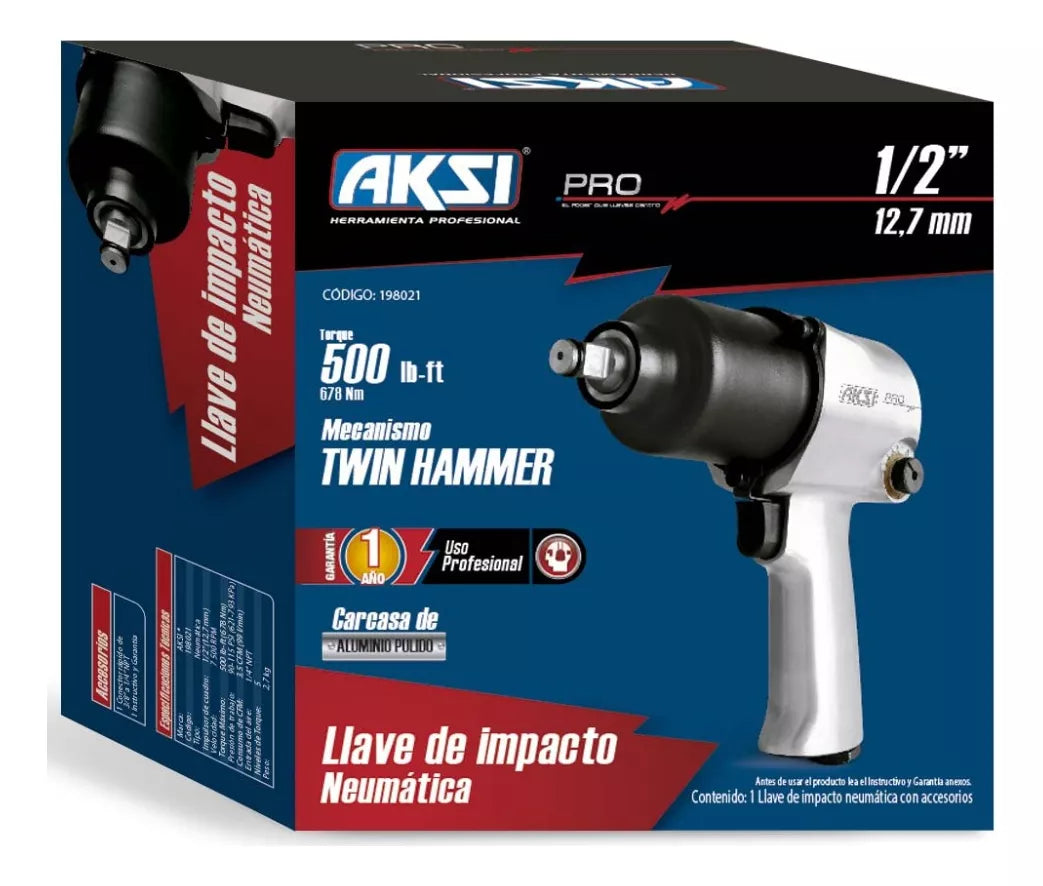 Llave De Impacto Neumática Cuadro 1 PuLG 1,328 Ft-lb Aksi