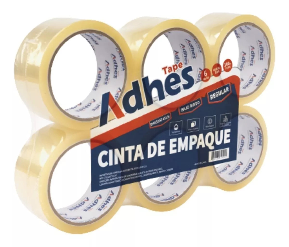 6pz Cinta Transparente Empaque Silenciosa Adhes 48mmx50m