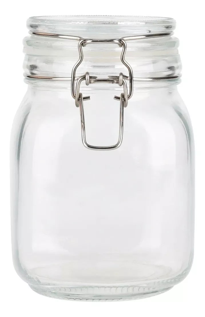 Contenedor Vidrio Hermético Tapa Clip 1 Litro Frasco Brocal