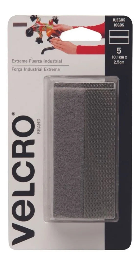 5 piezas Cinta Adherible Velcro® Alta Resistencia, color Gris
