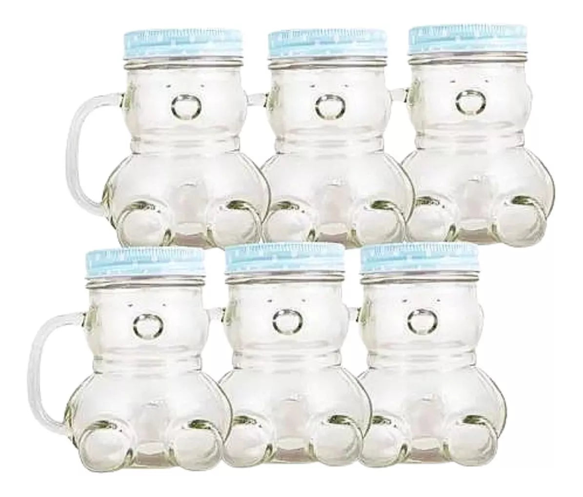 Recuerdo 6 Frascos Vidrio Dulcero Baby Shower Oso Popote
