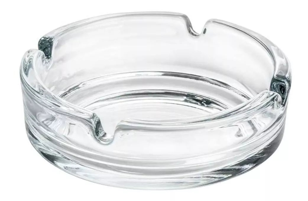 Set De 2 Cenicero Vidrio Fino Redondo Cristal Liso Grande