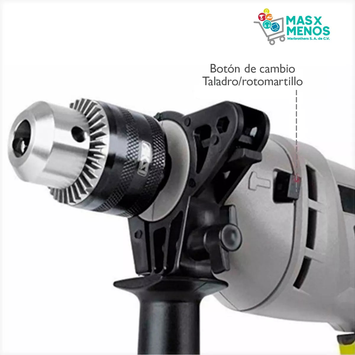 Rotomartillo Gris Aksi 1/2" 500W Profesional Concreto, Madera y Metal