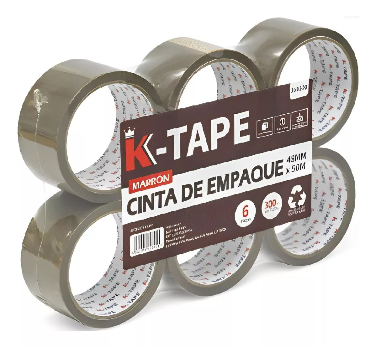 6pz Cinta Empaque Marron K-tape Canela 48mmx150m