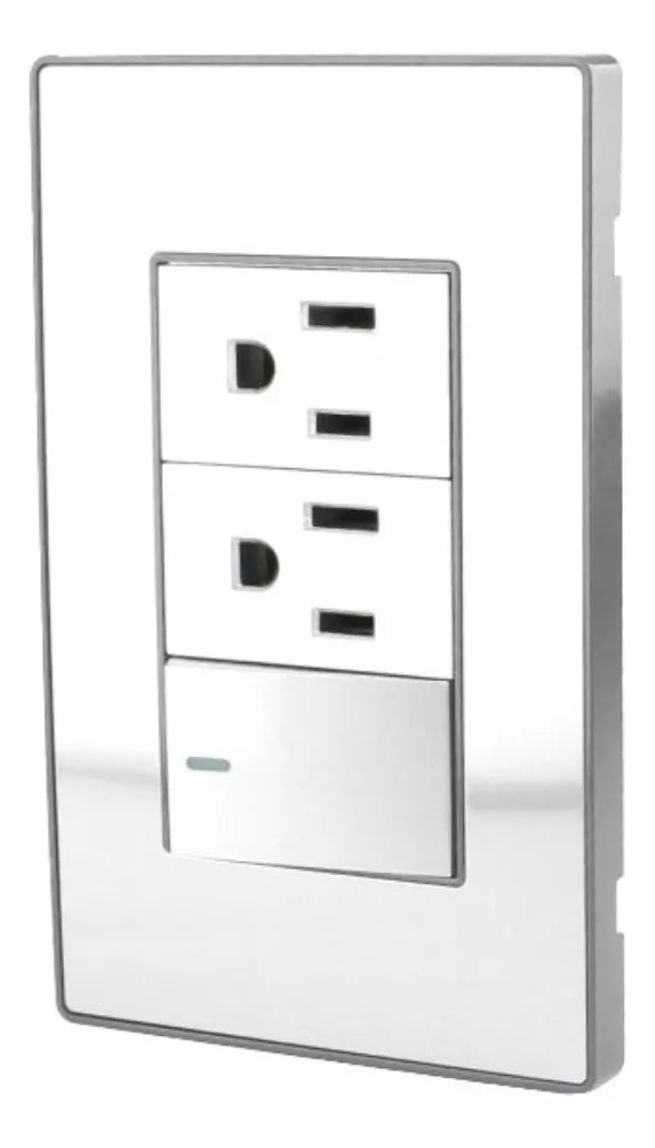 Placa Apagador Contacto Doble Sanelec Modelo Cordoba 4638