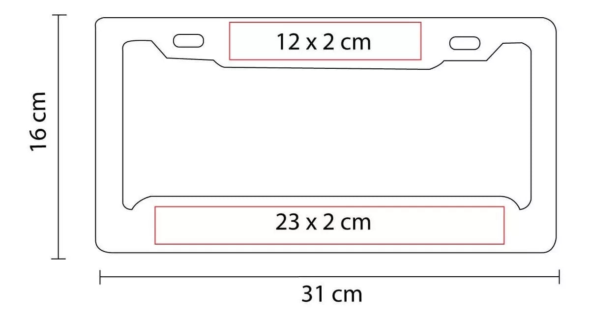 2pz Porta Placa Negro Plástico Universal Auto Carro Marco