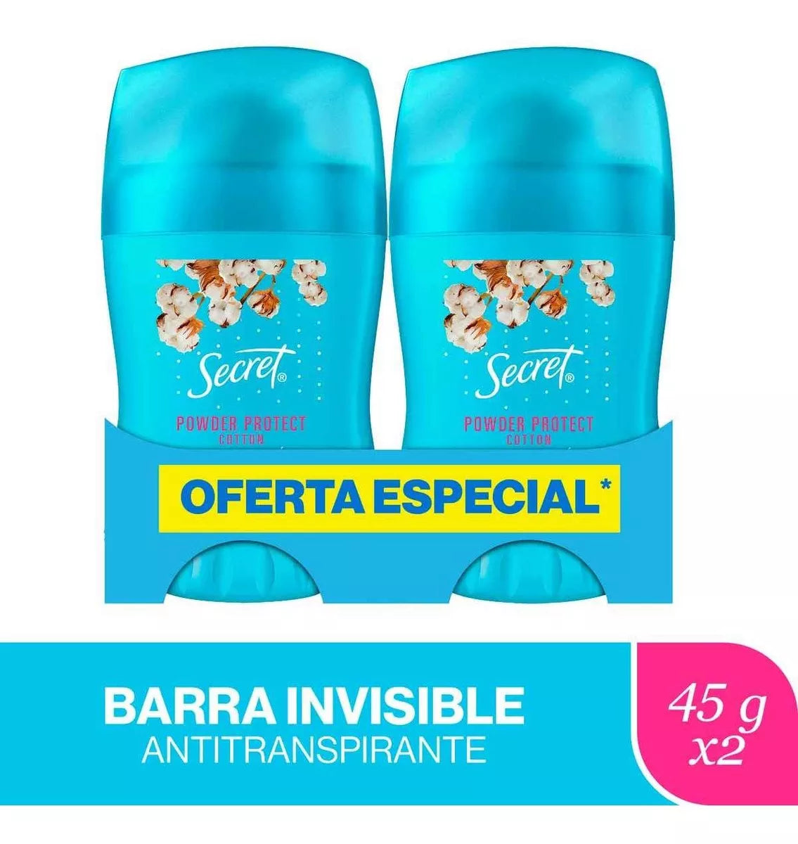 2 Pz Antitranspirante Barra Secret Powder Cotton Protect 45g