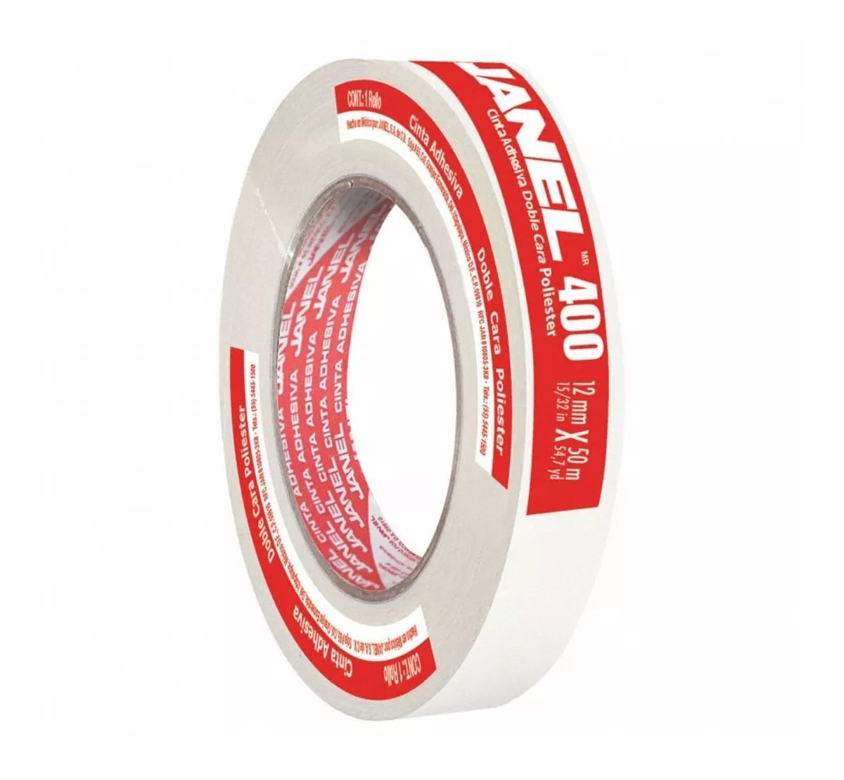Cinta Adhesiva Doble Cara 400 Poliester 12mm X 50m Janel