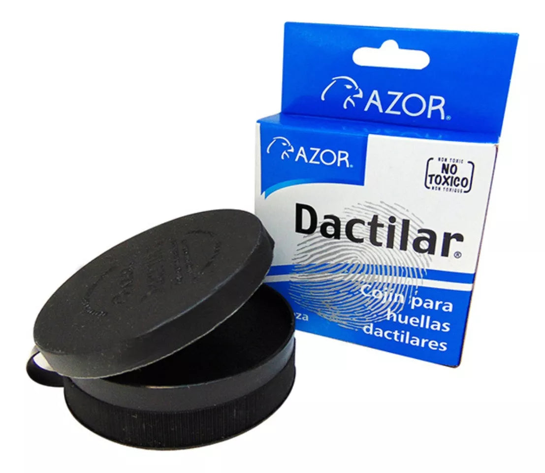 Cojin Huellas Dactilares Azor Negro Tinta Permanente