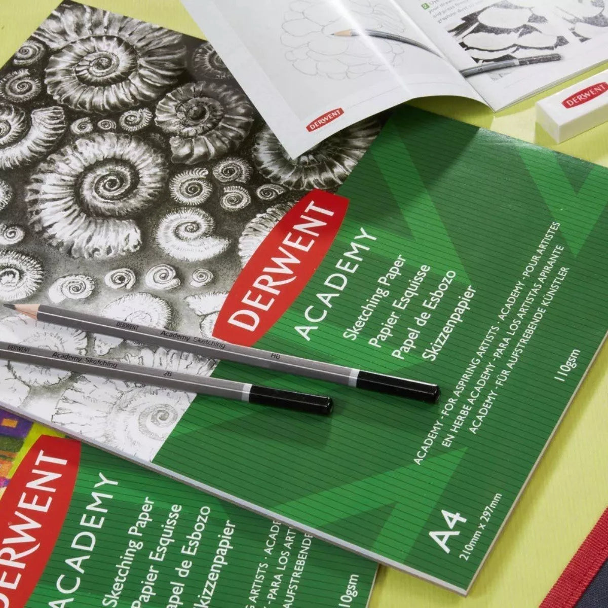 Set Inicio 12 Colores + Block Dibujo + Borradores Derwent